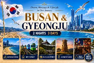 2 Nights 3 Days from Seoul | Busan and Gyeongju, Cultural Heritage and Night Market Food Tour (Sky Capsule, Haedong Yonggungsa, Bupyeong Night Market, Bulguksa Temple and Seokguram Grotto, Cheomseongdae Observatory and Wolseong)