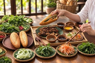 峴港現場烹飪：越南法國棍+越南綠茶